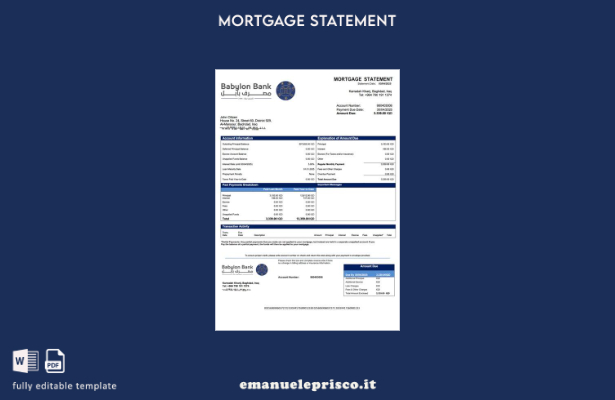 stile verificato Estratto conto ipotecario Iraq Babylon Bank Modello Word e mode